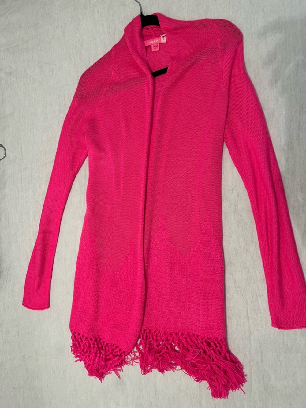 Lilly Pulitzer Open-Front Fringe Hem Cardigan - Hot Pink